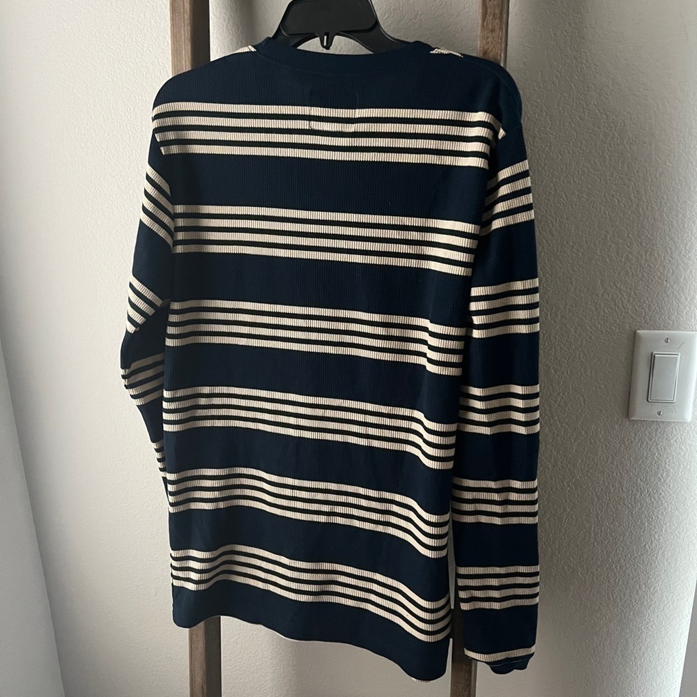 Mens - Southouse striped navy long sleeve top size M - Picture 2 of 3